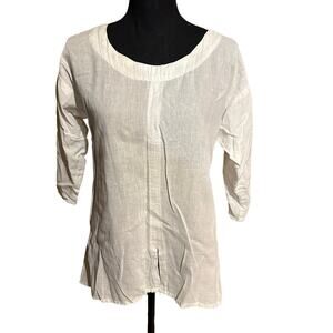 Etc. Lagenlook Cotton Beachy White Top Women's S Small